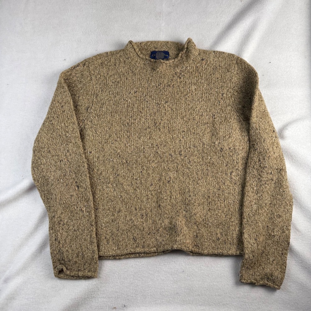 Charter Club Womens XL Tan Marled Knit Rolled Mock Neck Sweater Wool Blend